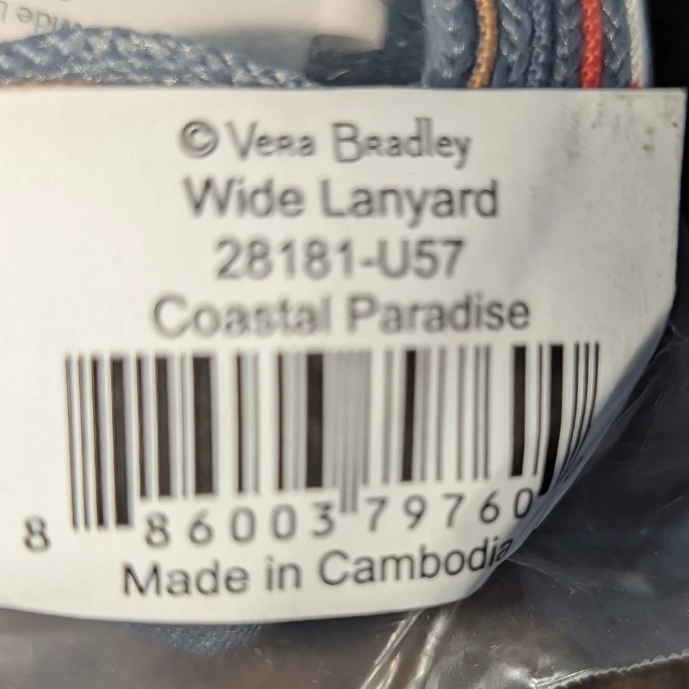 Vera Bradley Coastal Paradise‎ Wide Lanyard Floral ID Key Holder 28181-U57 NEW